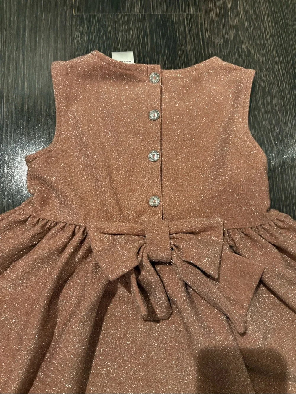 Nordstrom 3Y girls rosy pink sparkly metallic dress with bow and glass buttons